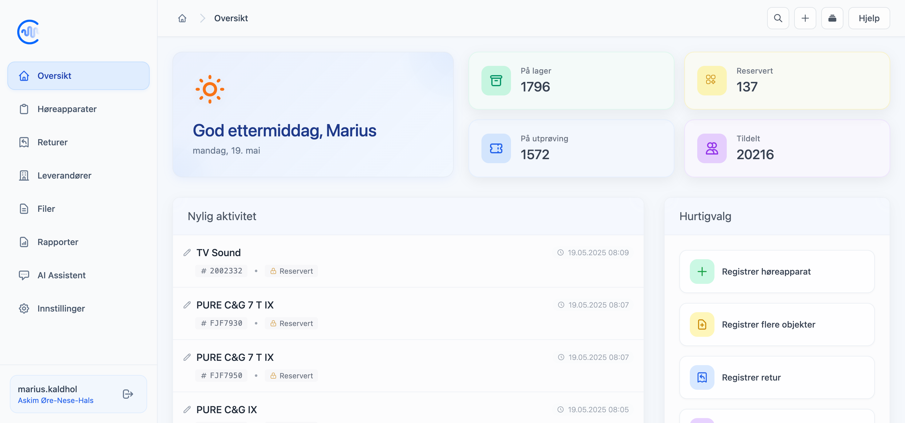 Claudio dashboard