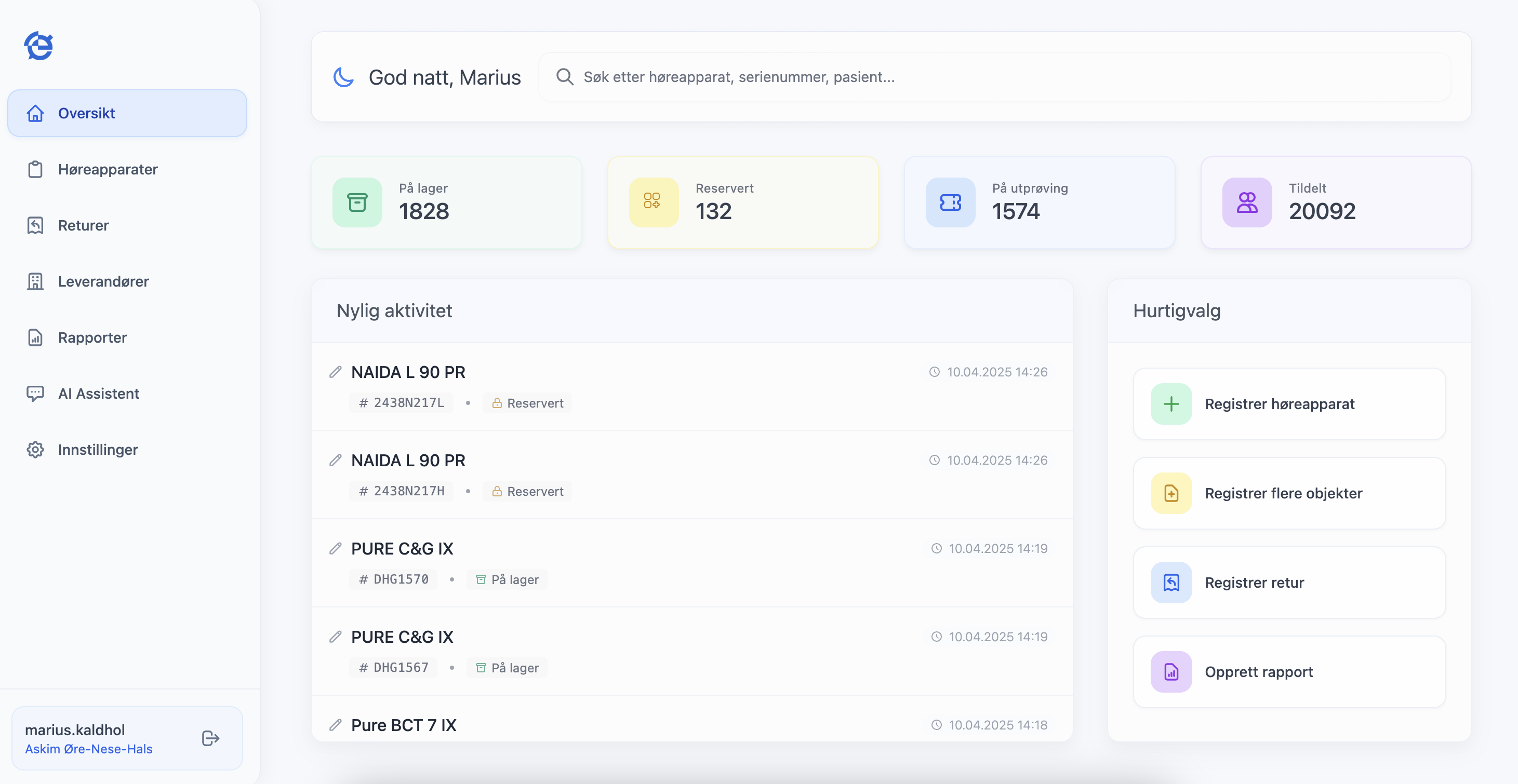 Claudio dashboard
